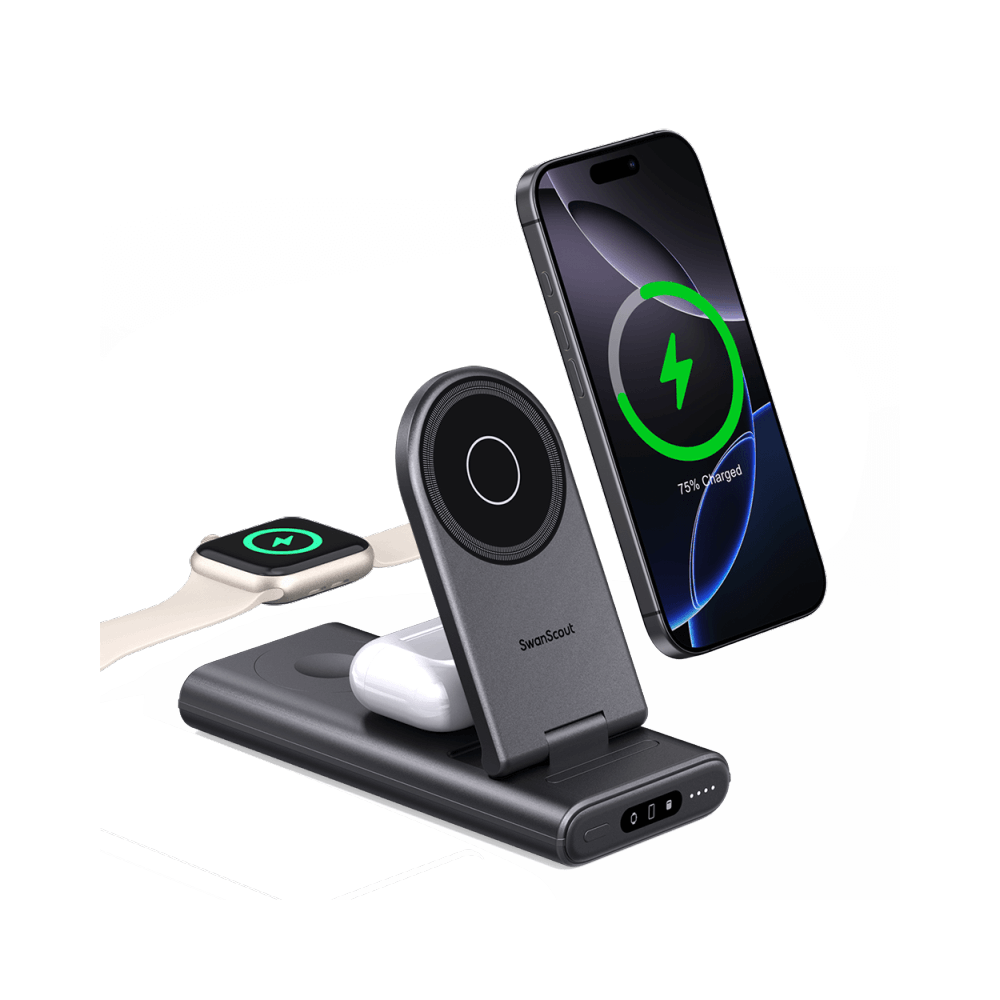 SwanScout 301M - 애플용 3-in-1 마그네틱 보조 배터리