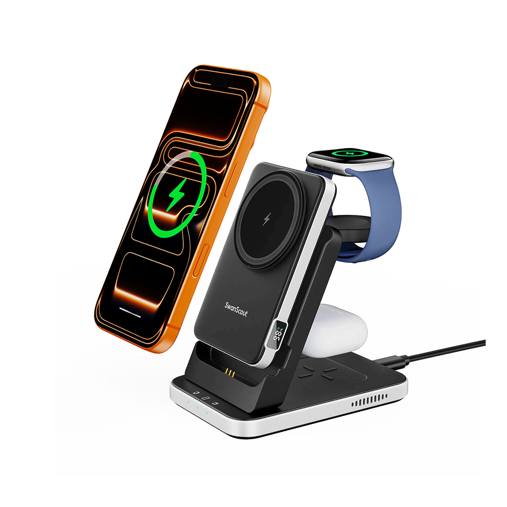 SwanScout 304M - 애플용 3-in-1 마그네틱 보조 배터리