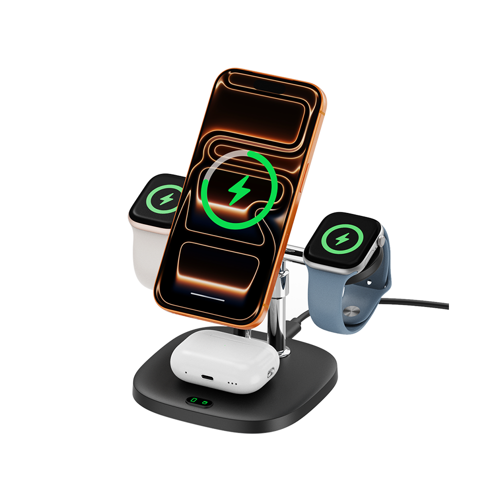 SwanScout 709M - Cargador inalámbrico magnético 4 en 1 para Apple