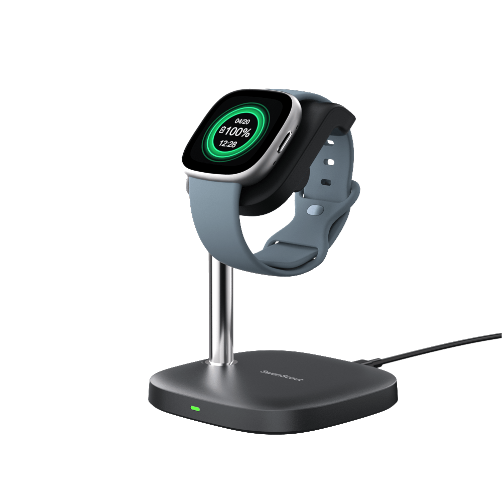 The SwanScout 505FB works seamlessly as a Fitbit Sense charger, offering steady power and a clean, user-friendly design.