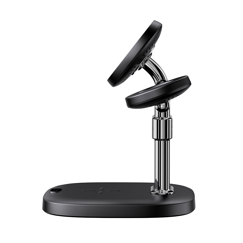 Right side profile of SwanScout 712SM, demonstrating its elegant design and organized multi-device charging solution for home and office.