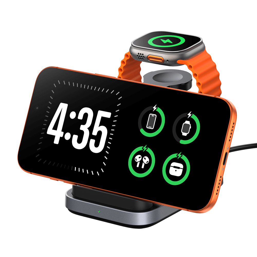 SwanScout 713A - Opvouwbare 3-in-1 draadloze oplader voor Apple