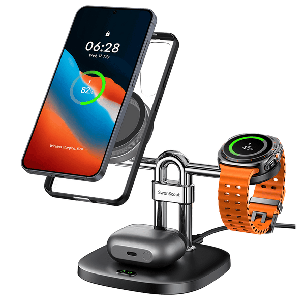SwanScout 712SM – Samsung向け 3 in 1 マグネット式ワイヤレス充電ステーション