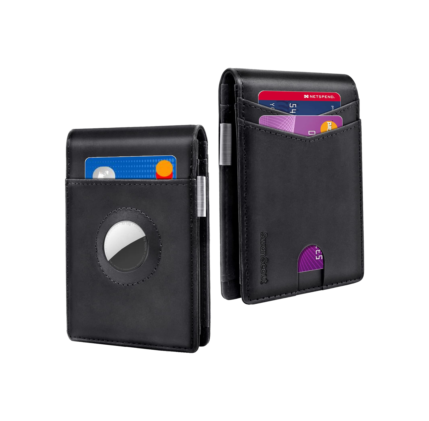 SwanScout 103A RFID blocking money clip wallet compatible with Apple AirTag