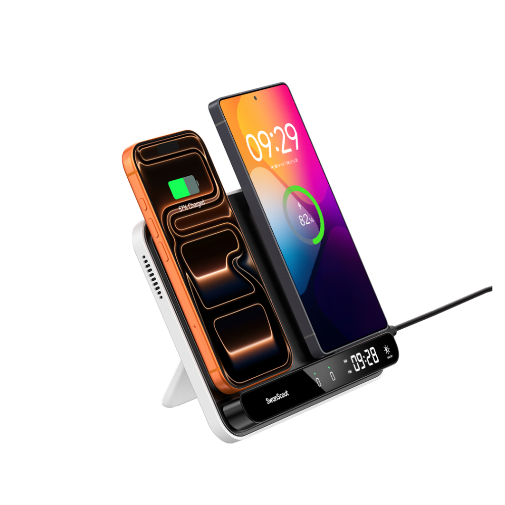 SwanScout 504 - スマートフォン用デュアルワイヤレス充電スタンド