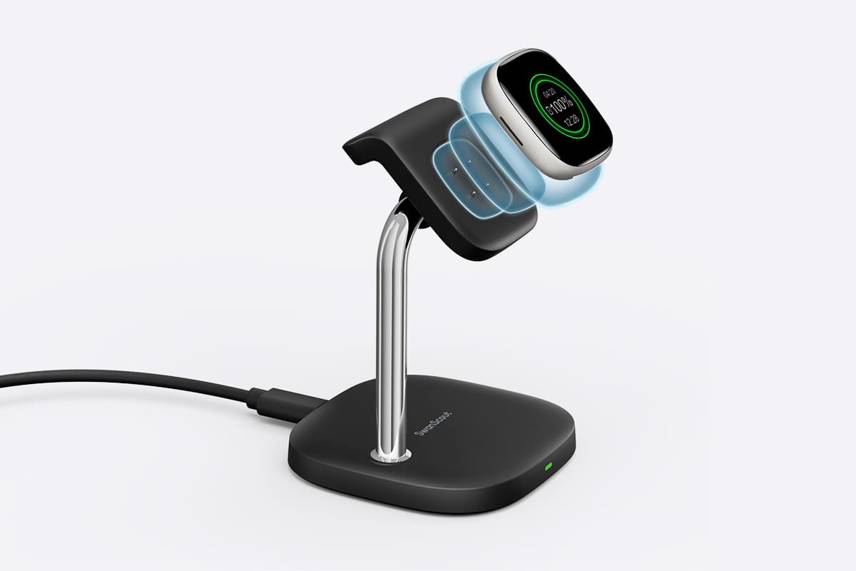Strong magnetic force helps secure your Fitbit smartwatch on the SwanScout 505FB charging stand