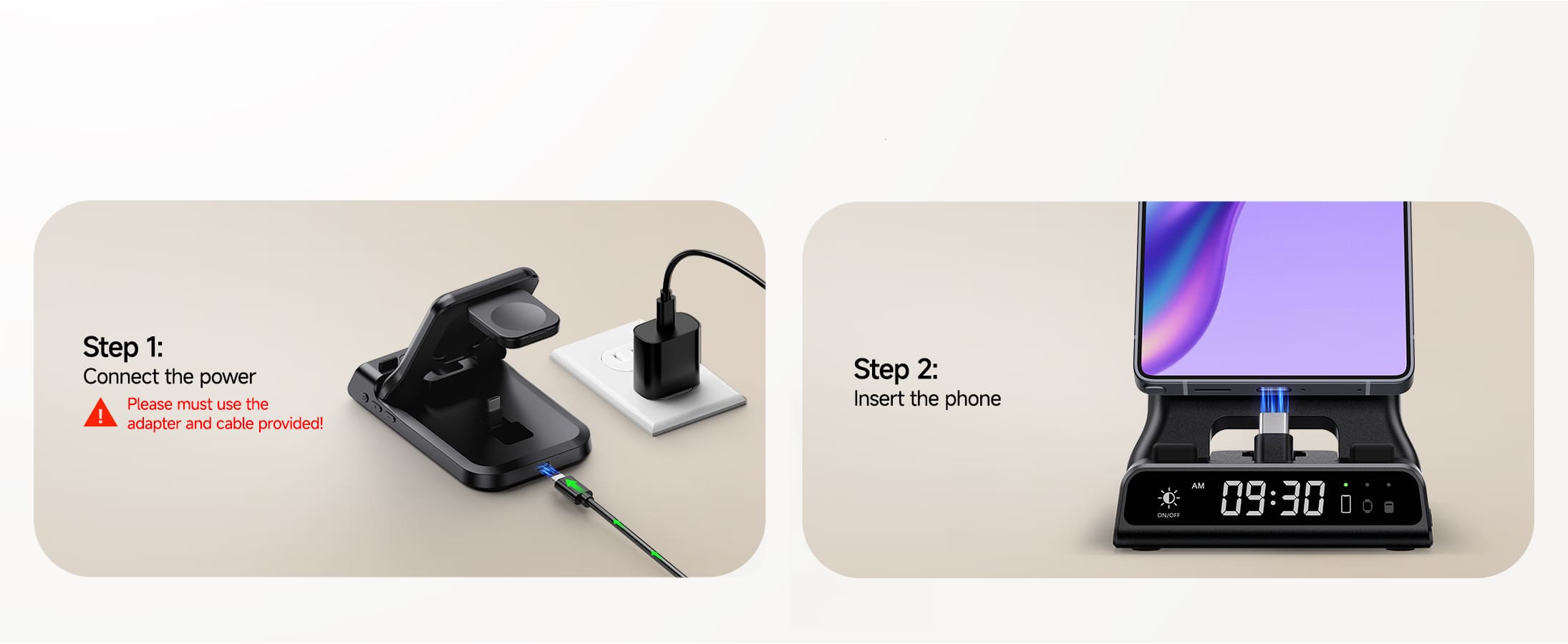 Connect the power supply before connecting your Samsung phone to the SwanScout 701S