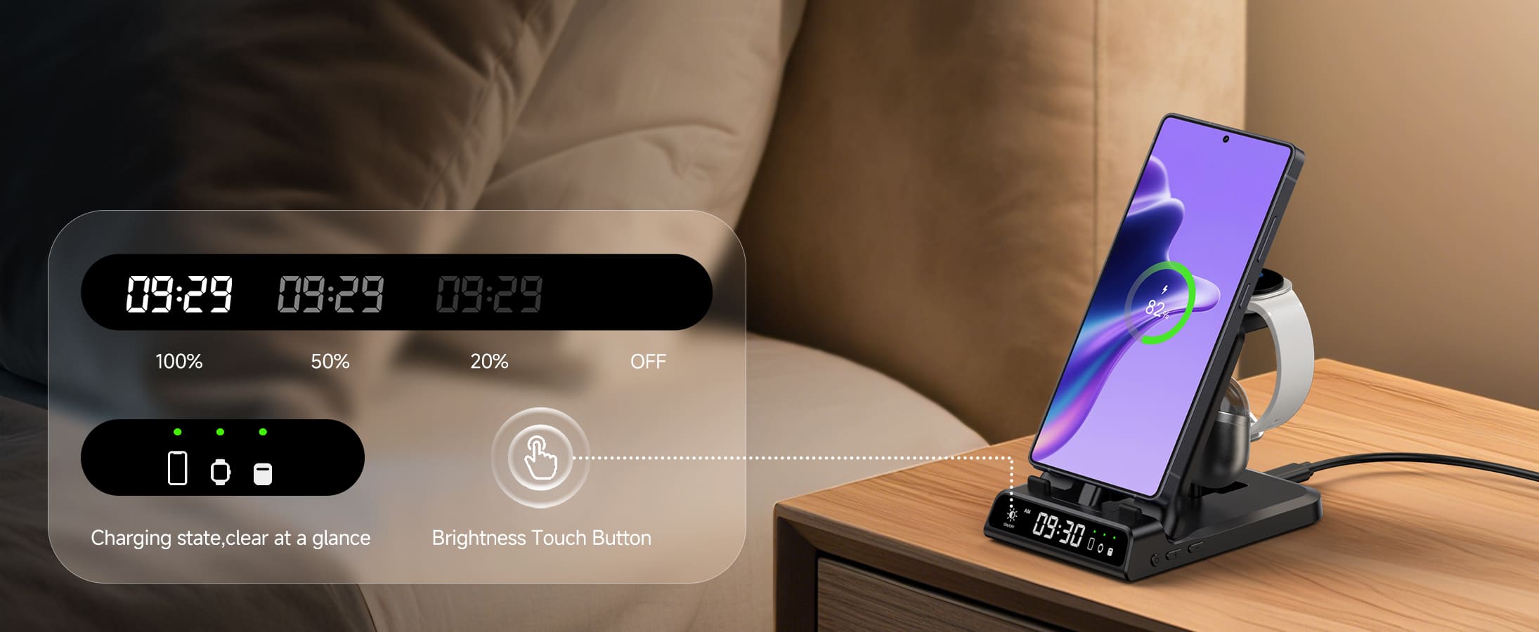 Adjustable brightness digital clock display on the SwanScout 701S charging station