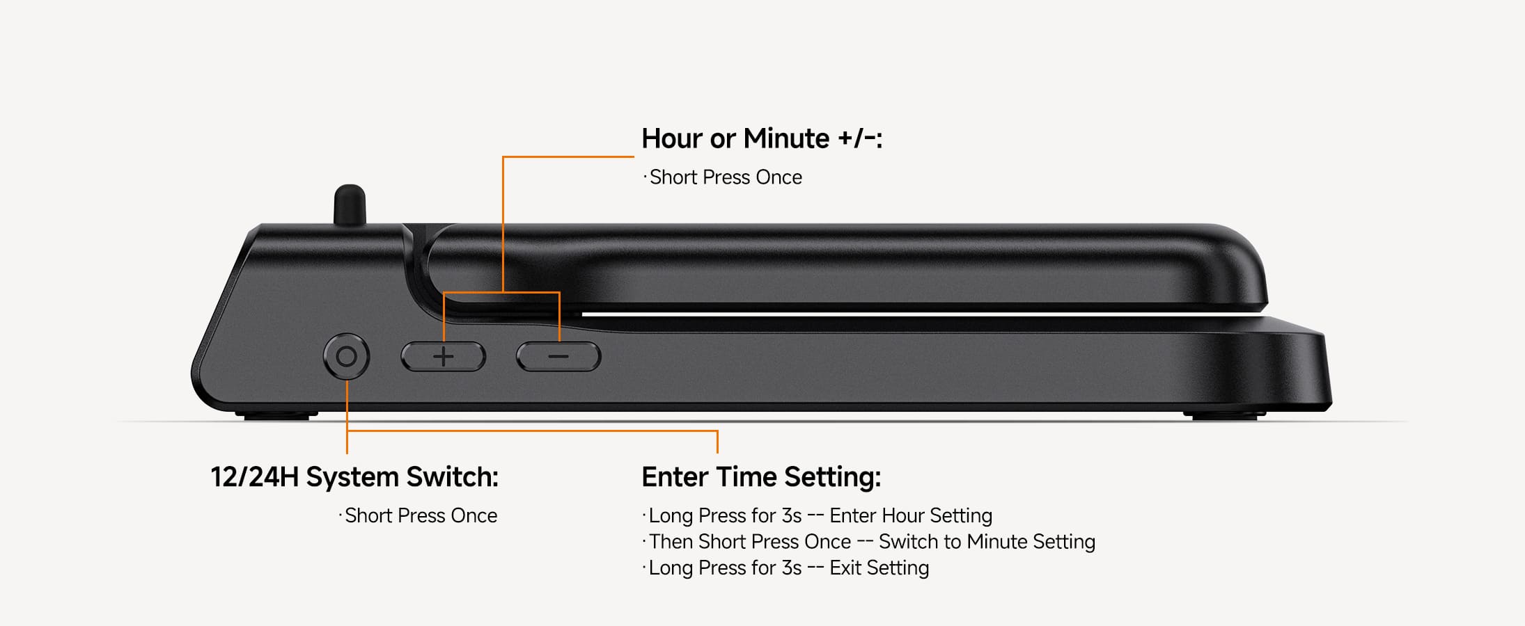Instructions for setting the digital clock time on the SwanScout 701S