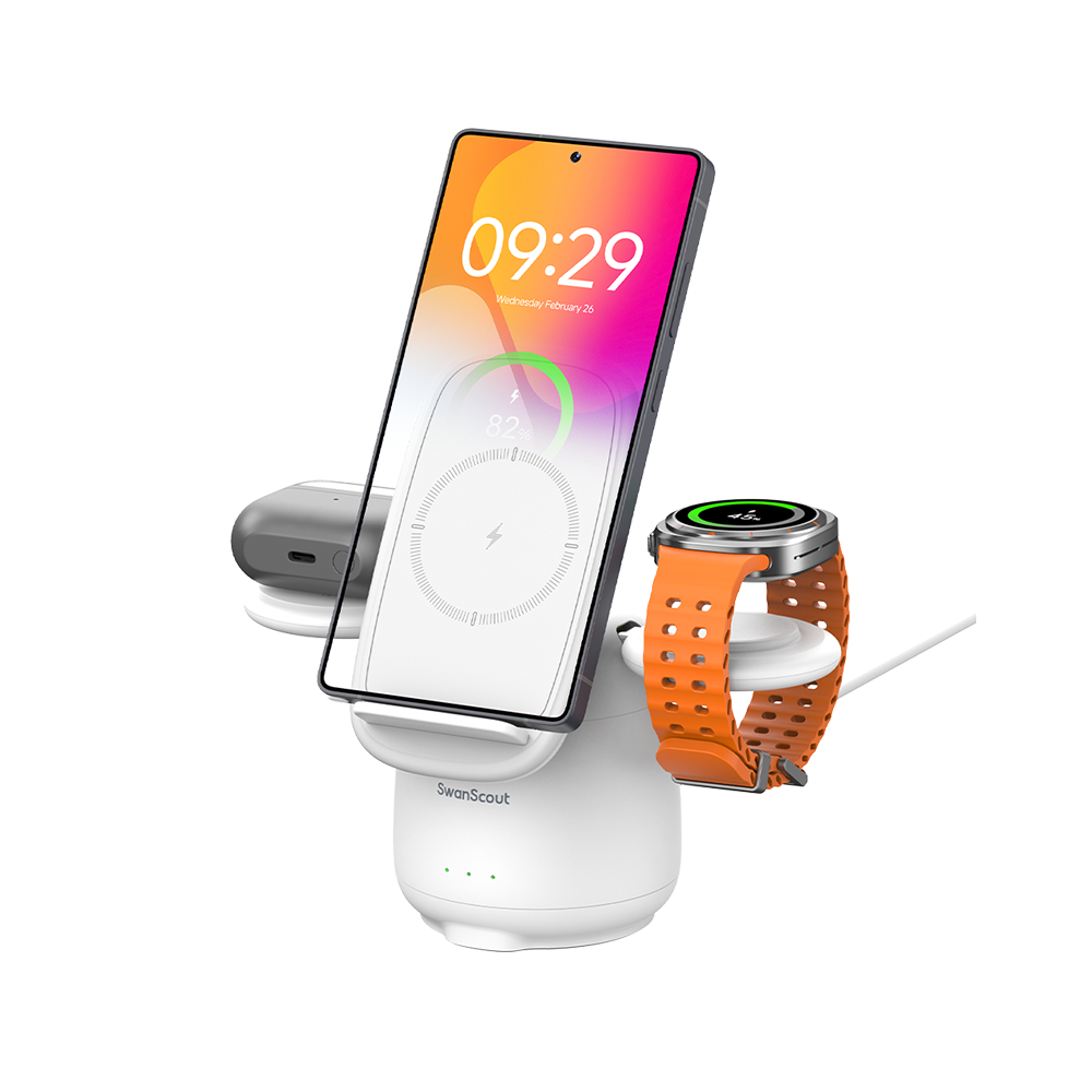 SwanScout 707S | Samsungデバイス用折りたたみ式3in1ワイヤレス充電