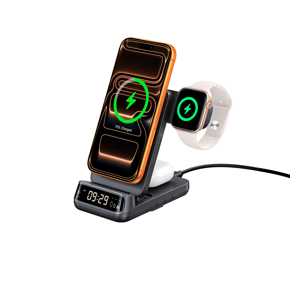 SwanScout 708M-25W - Chargeur sans fil magnétique rapide 3-en-1 25W pour appareils Apple