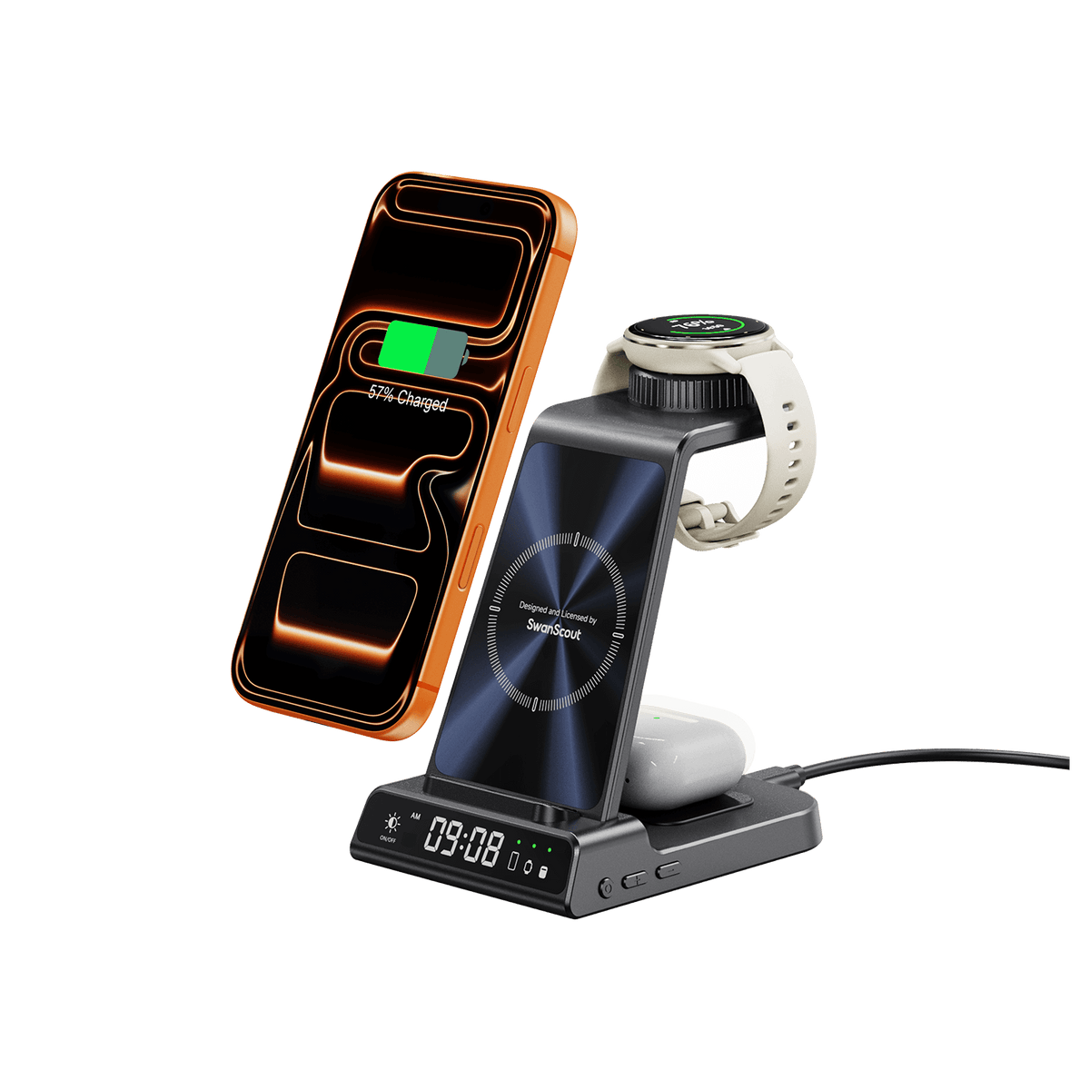 SwanScout C01GM - Garmin Watchおよびスマートフォン用ワイヤレス充電 