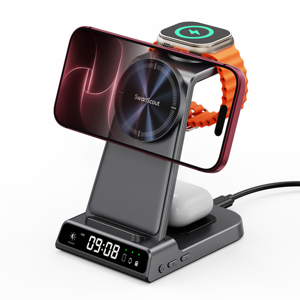 SwanScout C02M - 3v1 magnetická nabíjecí stanice pro Apple