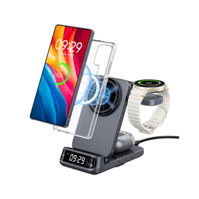 SwanScout 708SM - 3-in-1 magnetische draadloze oplader voor Samsung met klok