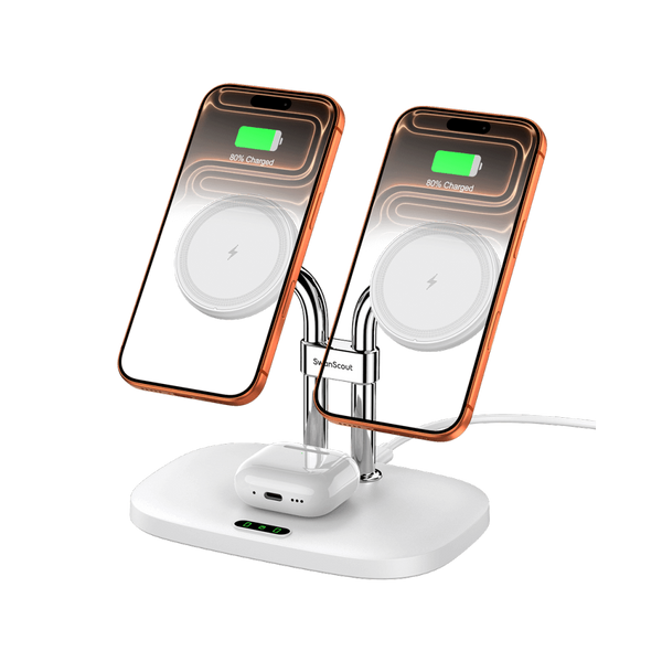 SwanScout 706M - Μαγνητικός σταθμός φόρτισης διπλού τηλεφώνου για Apple