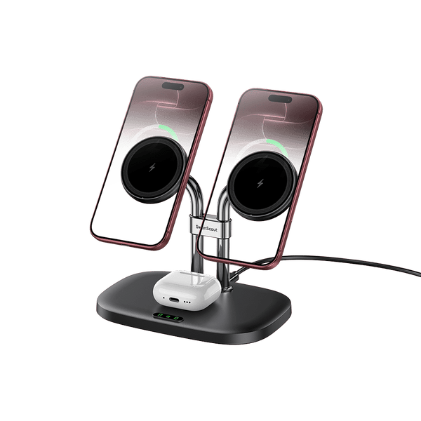 SwanScout 706M - Încărcător magnetic dublu pentru iPhone și dock wireless pentru AirPods