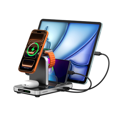 SwanScout 901M - 5-in-1 draadloze oplader voor Apple, perfect voor studeerbureaus