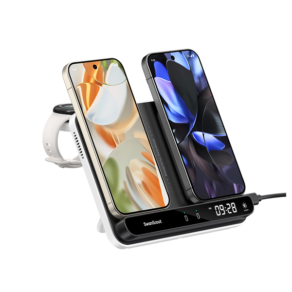 SwanScout 710G2 - Dual Phone and Single Watch Wireless Charger for Google