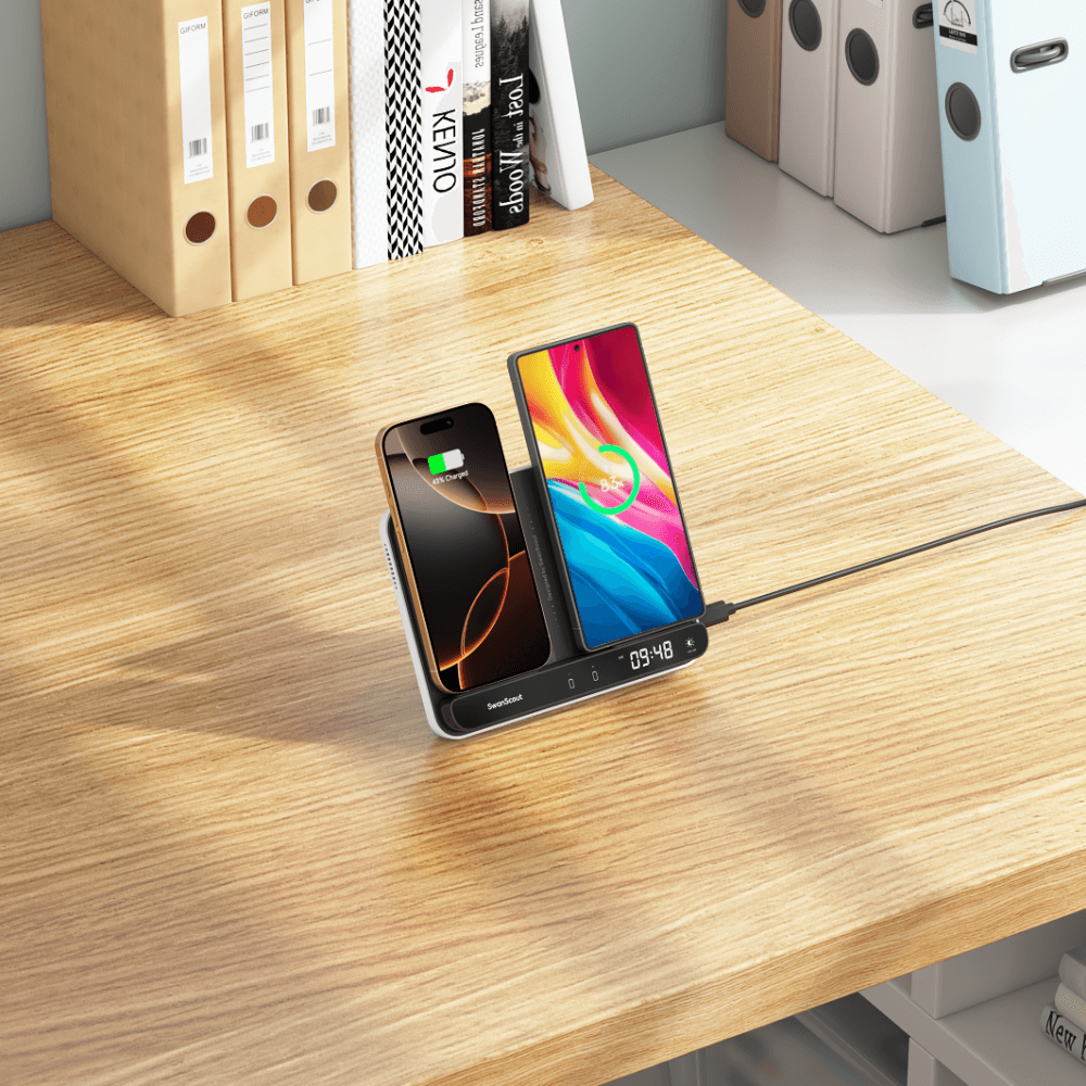 A dual phone charger is a must-have for couples or tech enthusiasts who need to charge multiple smartphones at once.