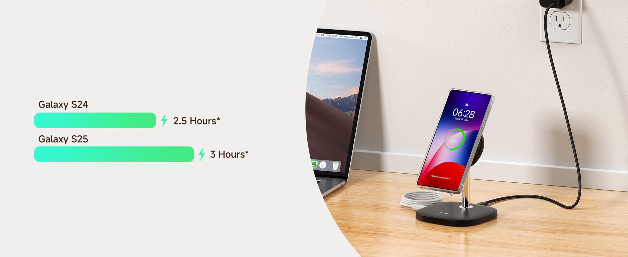 Fast charging deta for Samsung Galaxy S25 and Galaxy S24