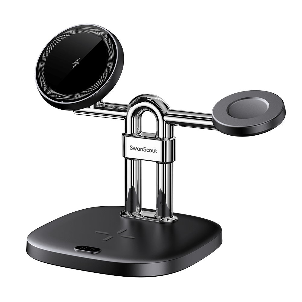 SwanScout 712SM – 3v1 magnetická bezdrátová nabíjecí stanice pro Samsung