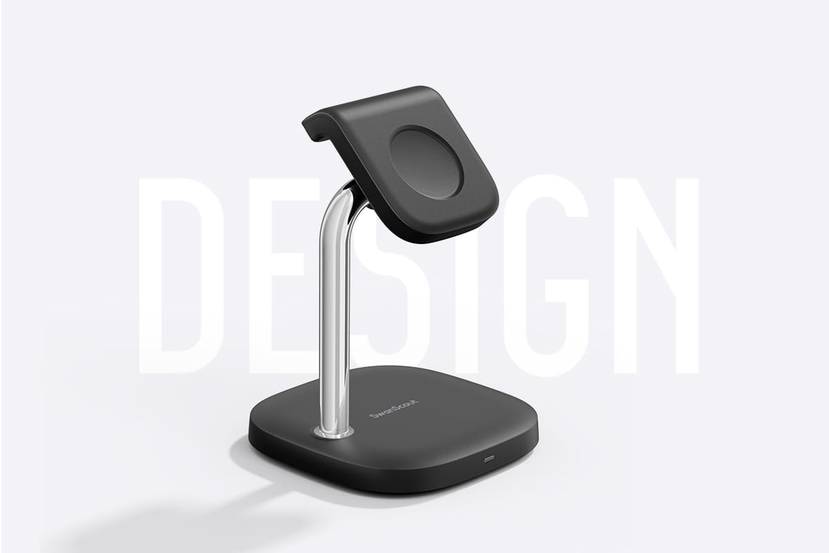 Elegant minimalist vertical stand design for Galaxy Watch charging SwanScout 505S