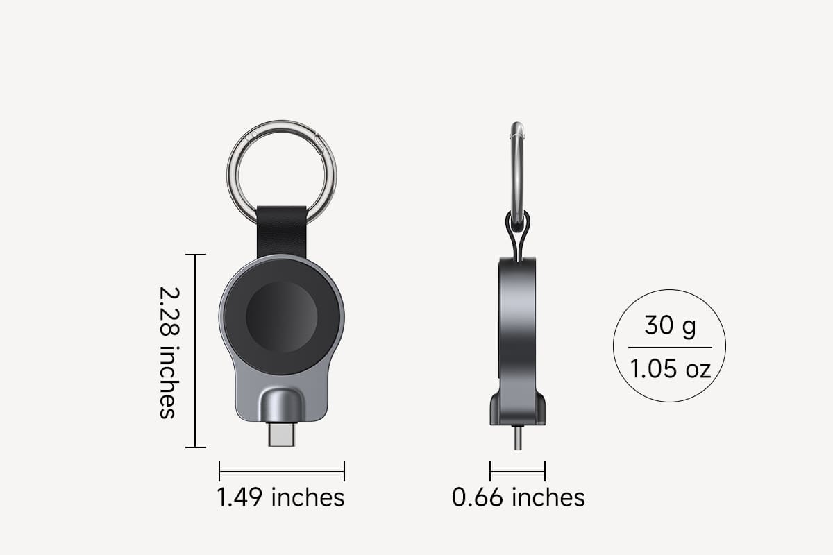 Ultra compact Apple Watch charger 2.28 inch portable design fits easily in pocket or bag ideal for travel and daily carry SwanScout 510A