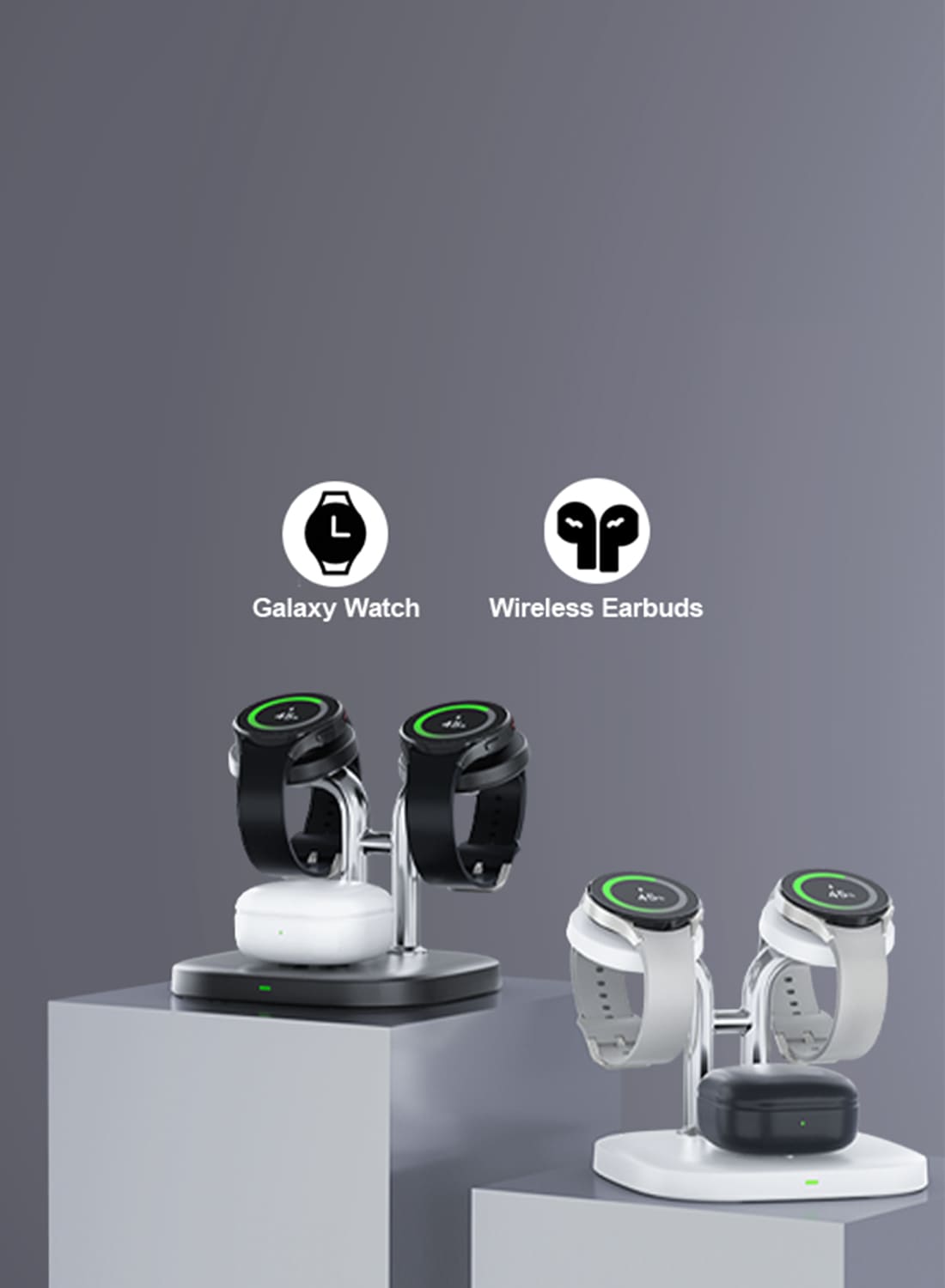 SwanScout 704S dual charging station for two Galaxy Watches and Galaxy Buds