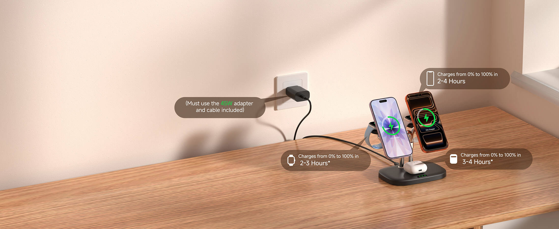 Swanscout 902M 3-in-1 Wireless Charger Fast Charging iPhone Apple Watch and AirPods